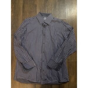 English Laundry Men's Dress Shirt 17.5 35/37 Navy Blue Button Down